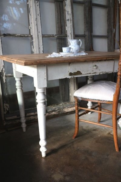 画像1: パインの古材のシャビーなテーブル